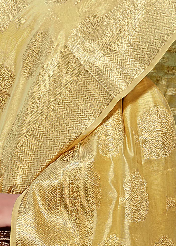 Yellow Organza Zari Woven Butti Work Saree With Blouse