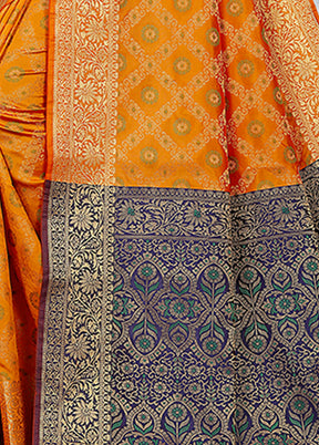 Mustard Spun Silk Woven Saree With Blouse