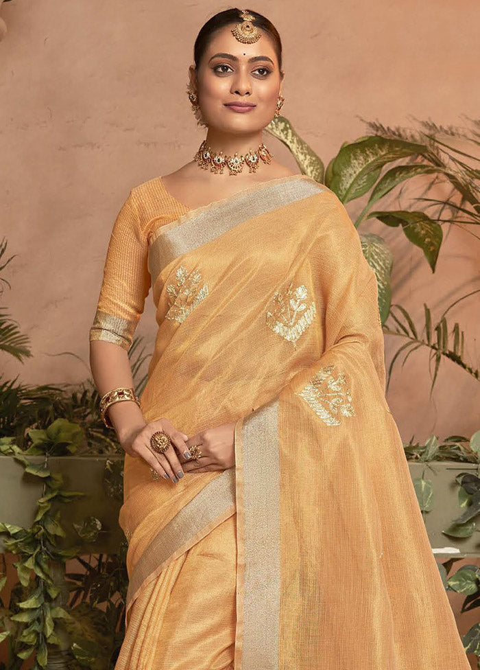 Orange Silk Saree With Blouse Piece