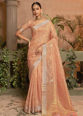 Peach Silk Saree With Blouse Piece