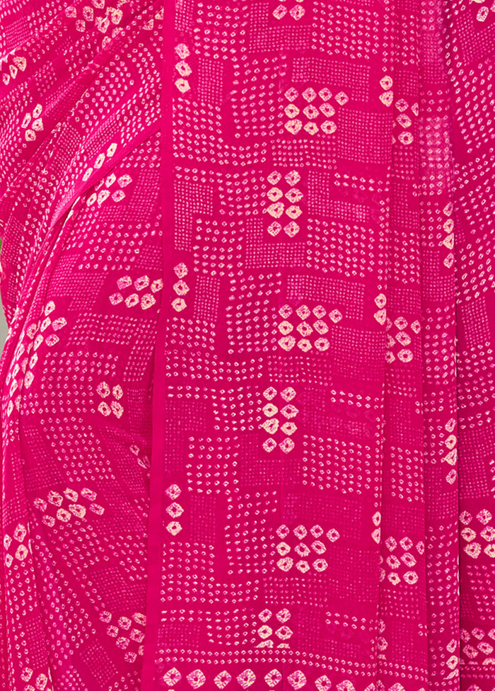 Pink Georgette Saree With Blouse Piece