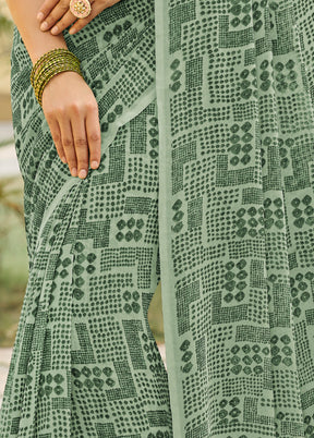 Sea Green Georgette Saree With Blouse Piece