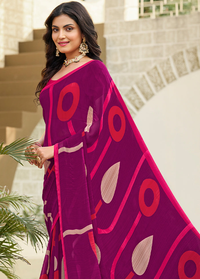 Purple Georgette Saree With Blouse Piece