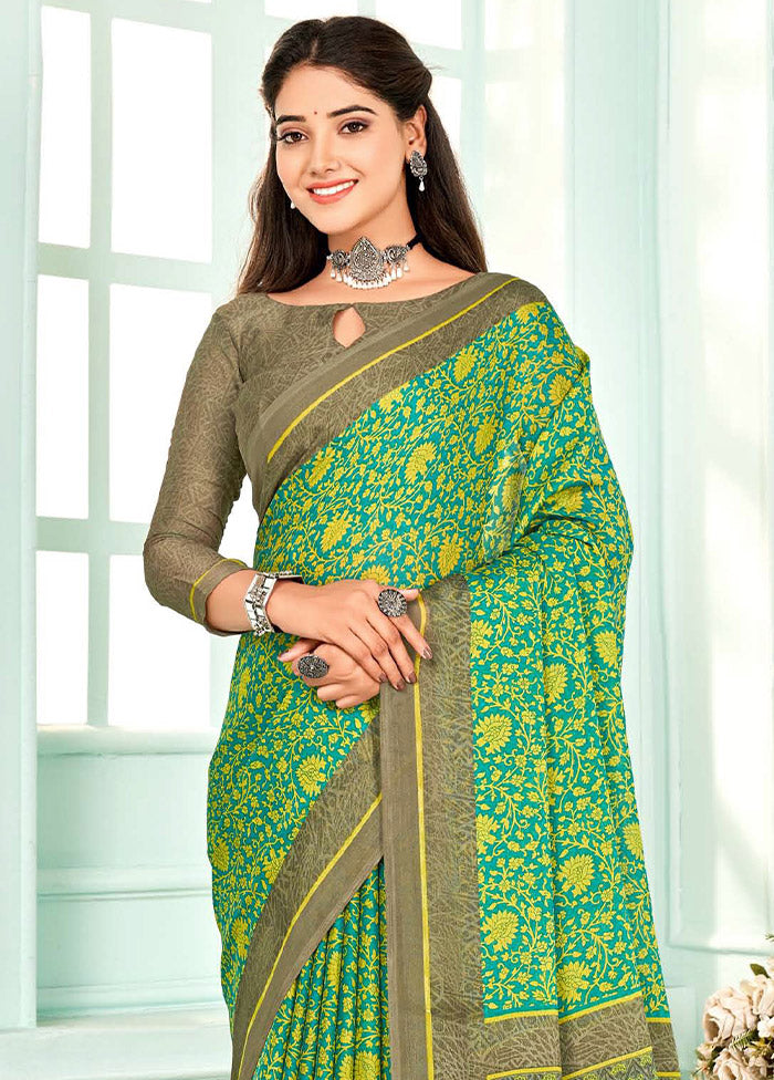 Multicolor Chiffon Silk Saree With Blouse Piece