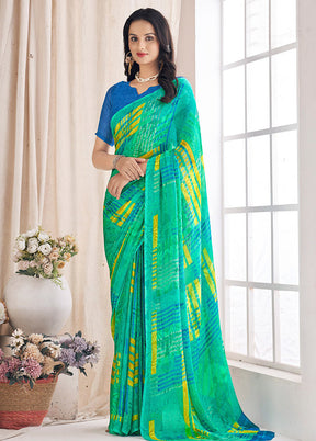 Multicolor Chiffon Silk Saree With Blouse Piece