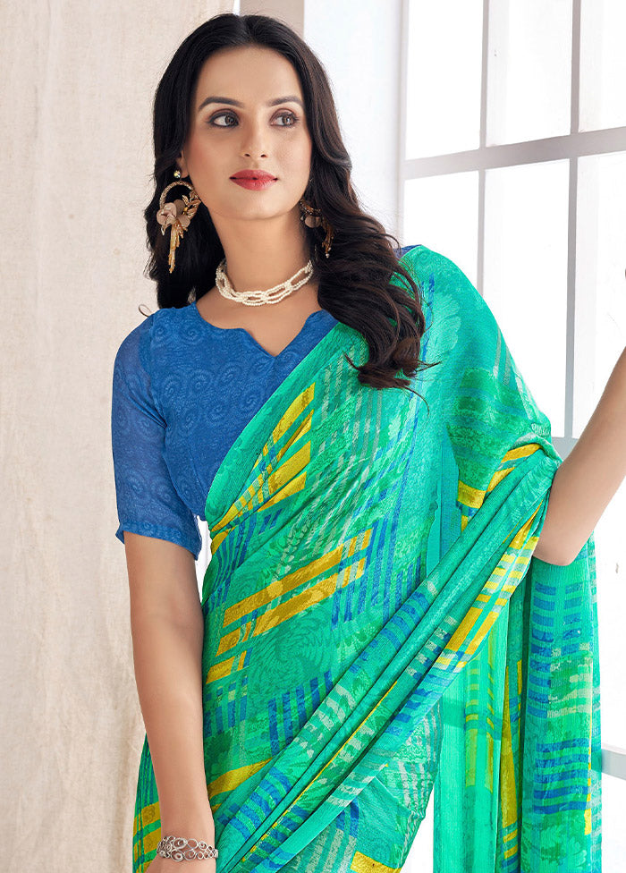 Multicolor Chiffon Silk Saree With Blouse Piece