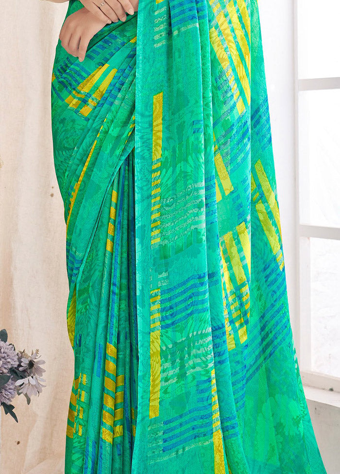 Multicolor Chiffon Silk Saree With Blouse Piece