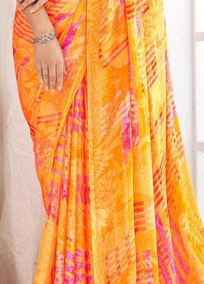 Multicolor Chiffon Silk Saree With Blouse Piece