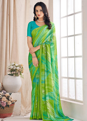 Multicolor Chiffon Silk Saree With Blouse Piece