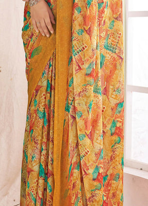 Multicolor Chiffon Silk Saree With Blouse Piece