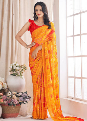 Multicolor Chiffon Silk Saree With Blouse Piece