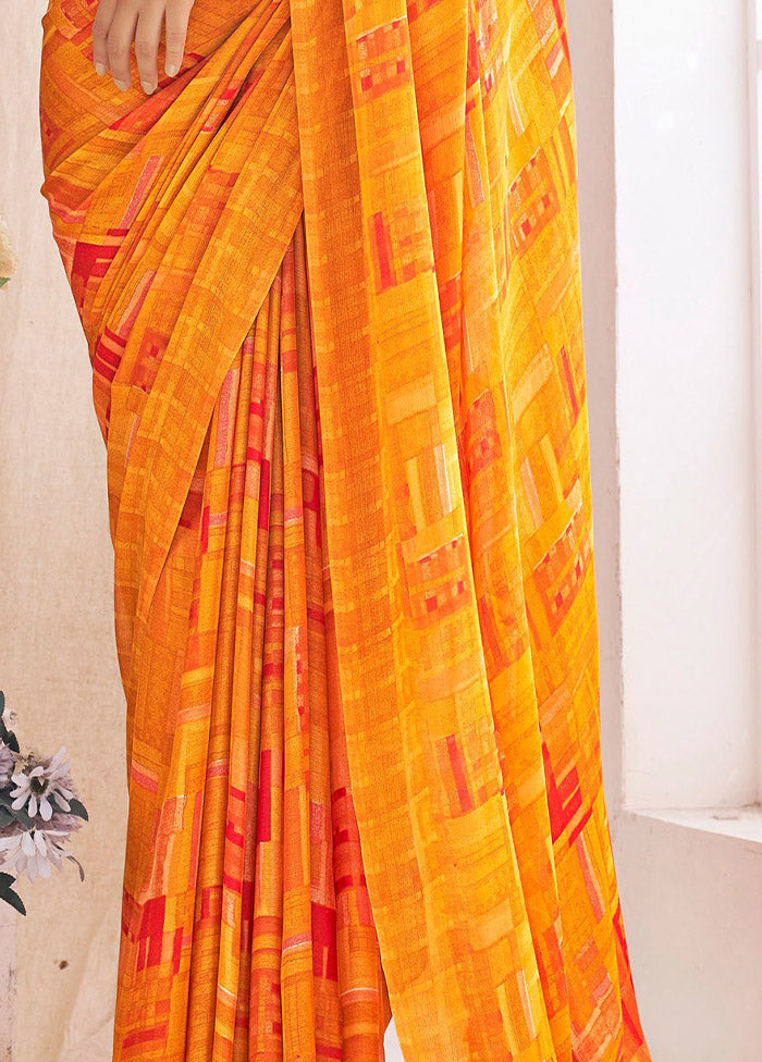 Multicolor Chiffon Silk Saree With Blouse Piece