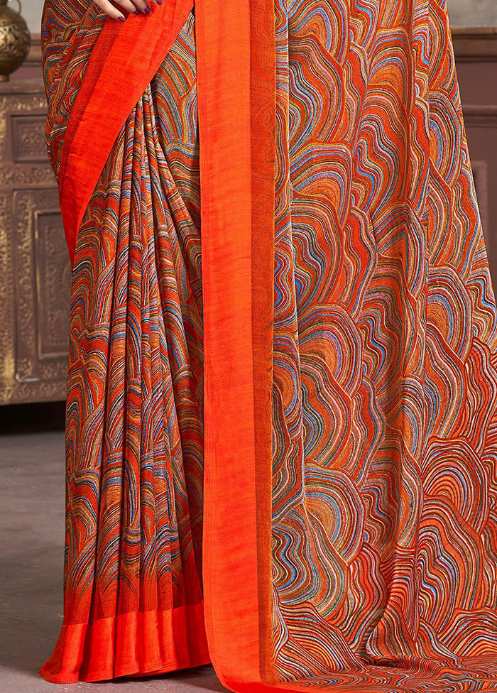 Multicolor Chiffon Silk Saree With Blouse Piece