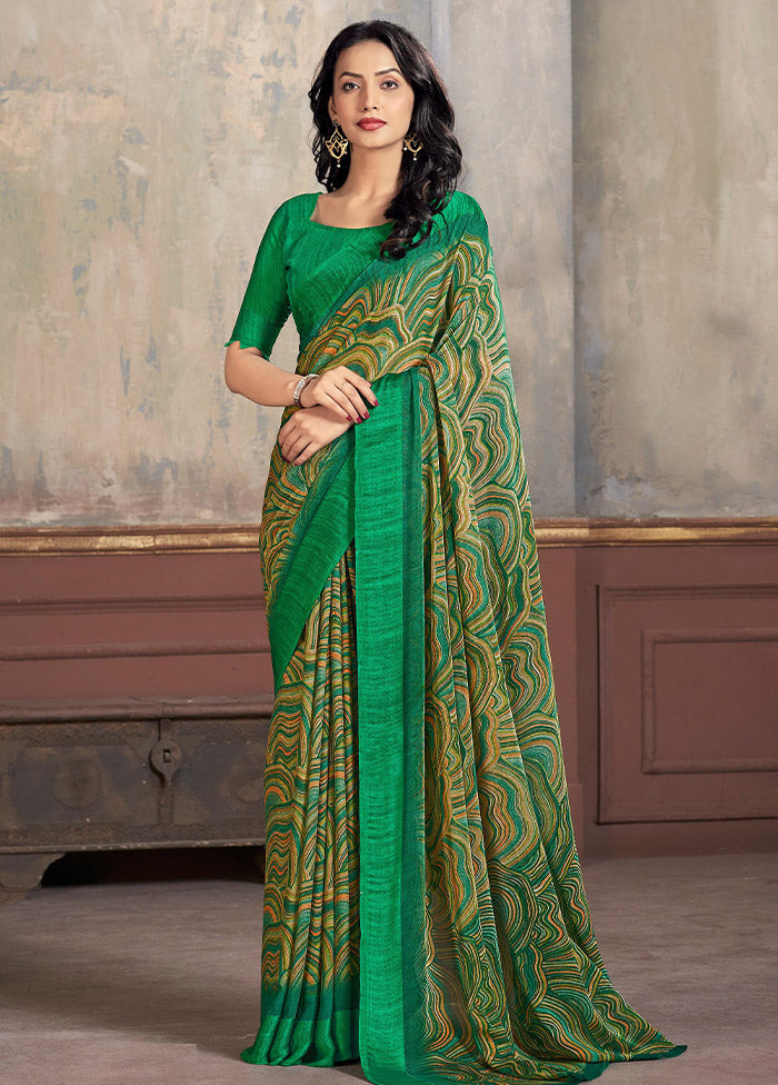 Multicolor Chiffon Silk Saree With Blouse Piece