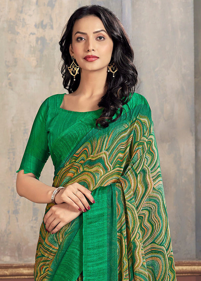 Multicolor Chiffon Silk Saree With Blouse Piece