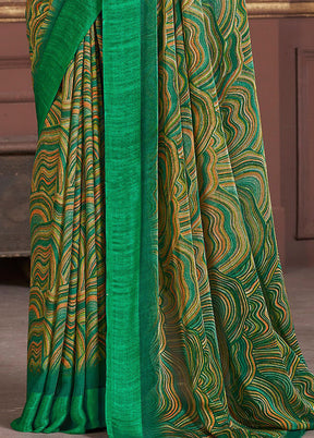 Multicolor Chiffon Silk Saree With Blouse Piece