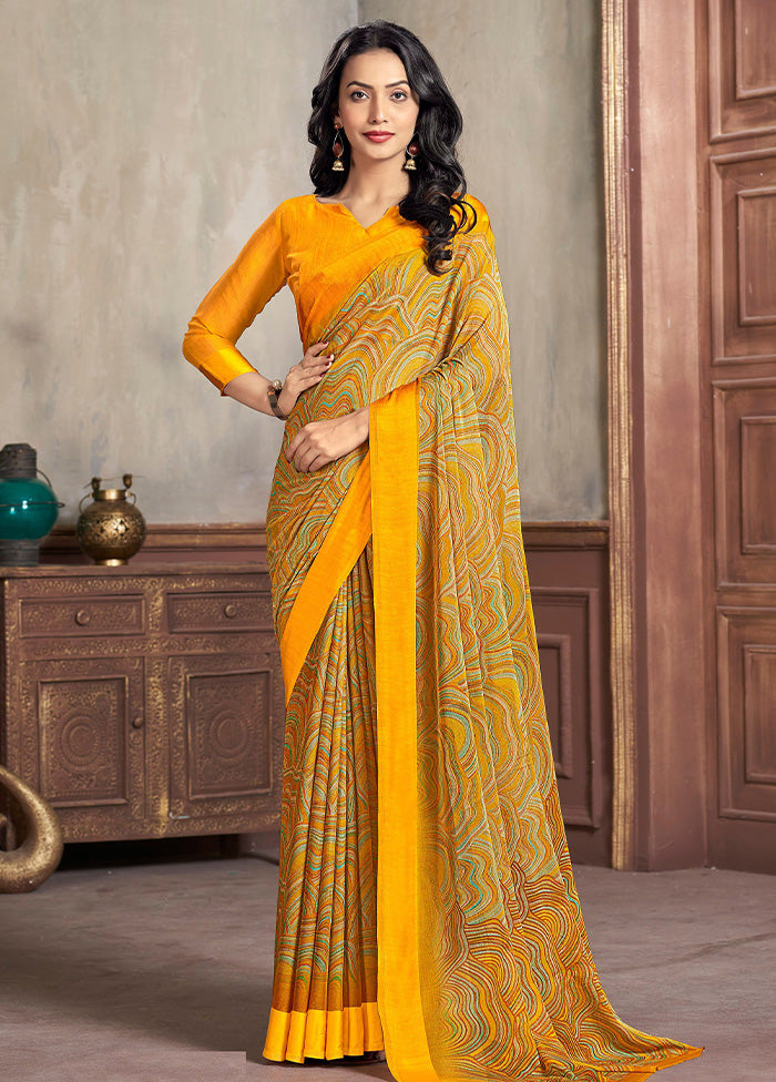 Multicolor Chiffon Silk Saree With Blouse Piece