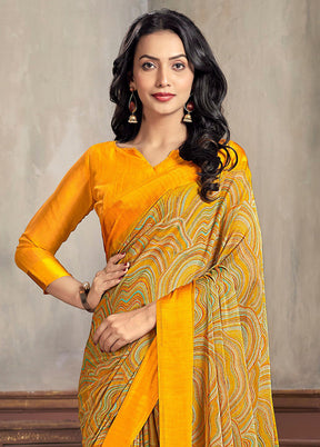 Multicolor Chiffon Silk Saree With Blouse Piece