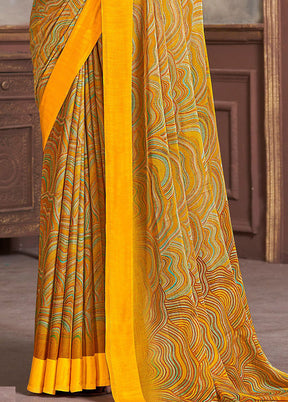 Multicolor Chiffon Silk Saree With Blouse Piece