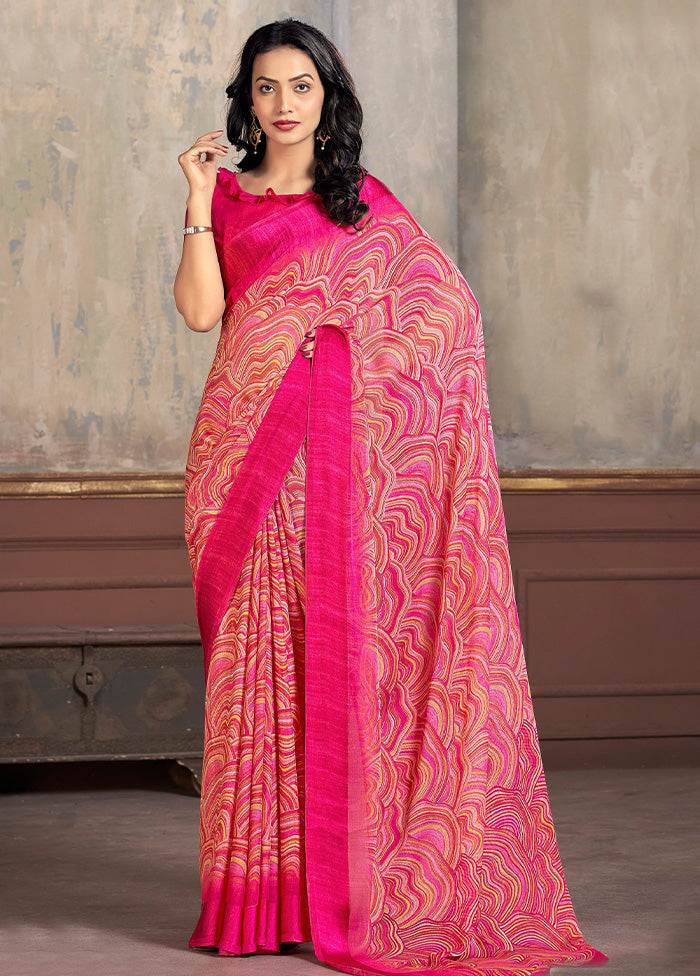 Multicolor Chiffon Silk Saree With Blouse Piece