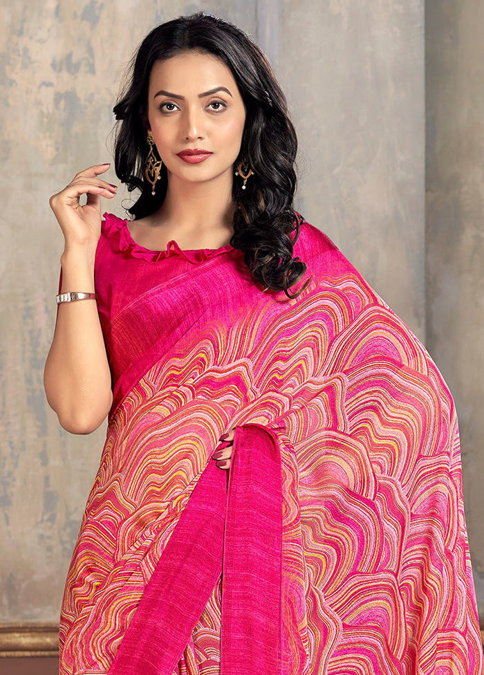 Multicolor Chiffon Silk Saree With Blouse Piece