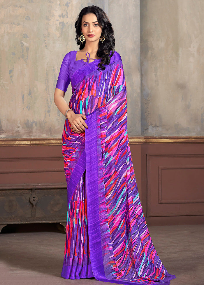 Multicolor Chiffon Silk Saree With Blouse Piece