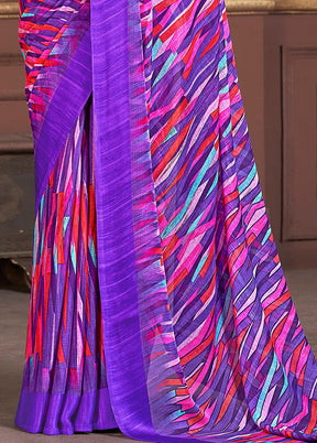 Multicolor Chiffon Silk Saree With Blouse Piece