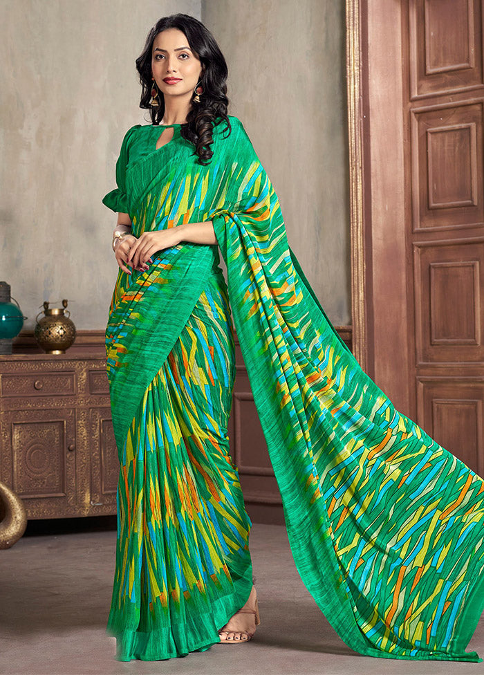 Multicolor Chiffon Silk Saree With Blouse Piece