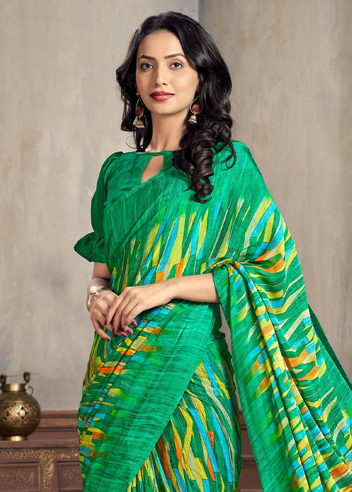 Multicolor Chiffon Silk Saree With Blouse Piece