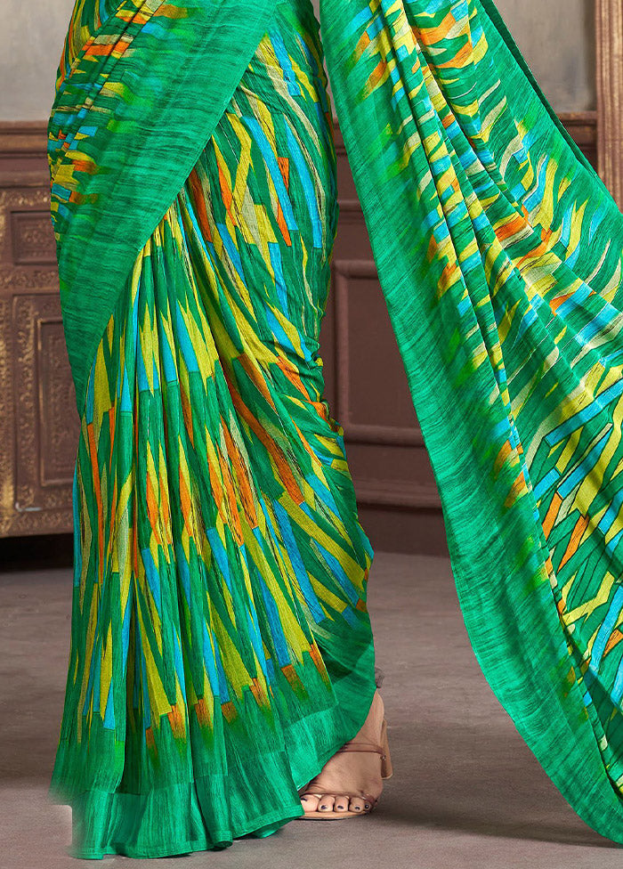 Multicolor Chiffon Silk Saree With Blouse Piece