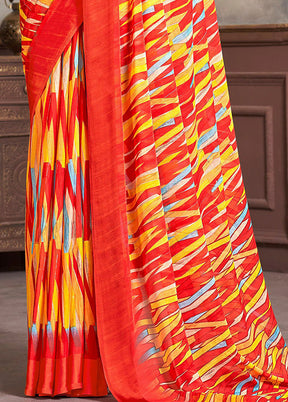 Multicolor Chiffon Silk Saree With Blouse Piece