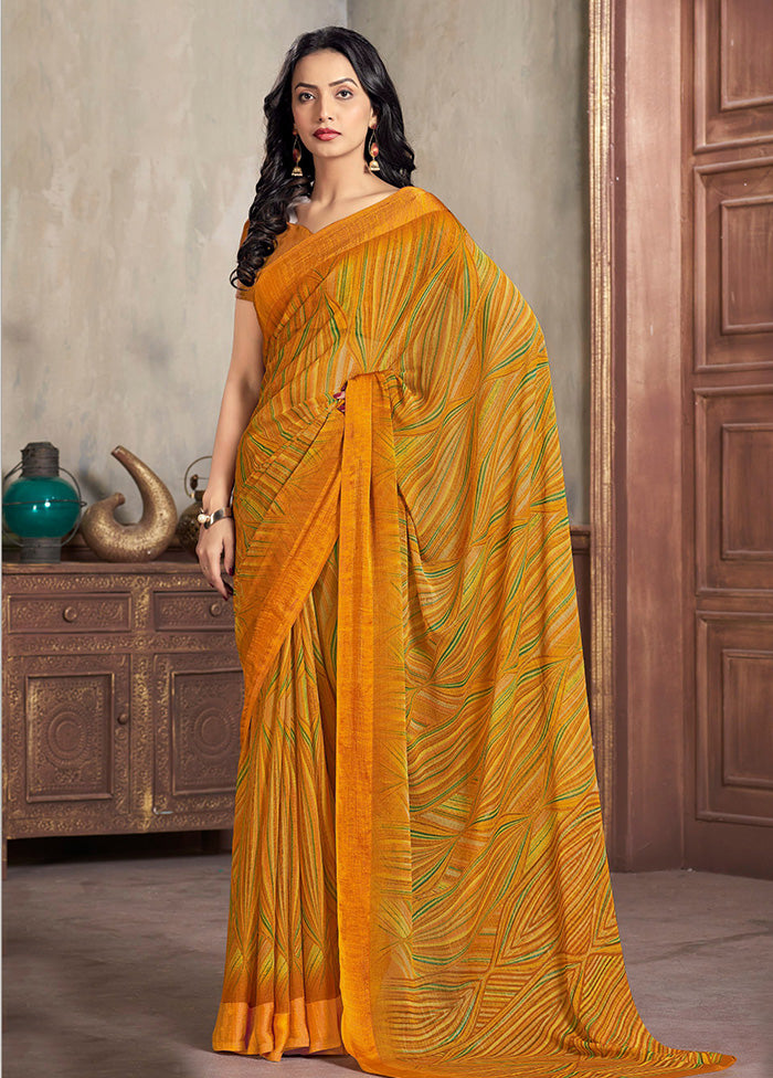 Multicolor Chiffon Silk Saree With Blouse Piece