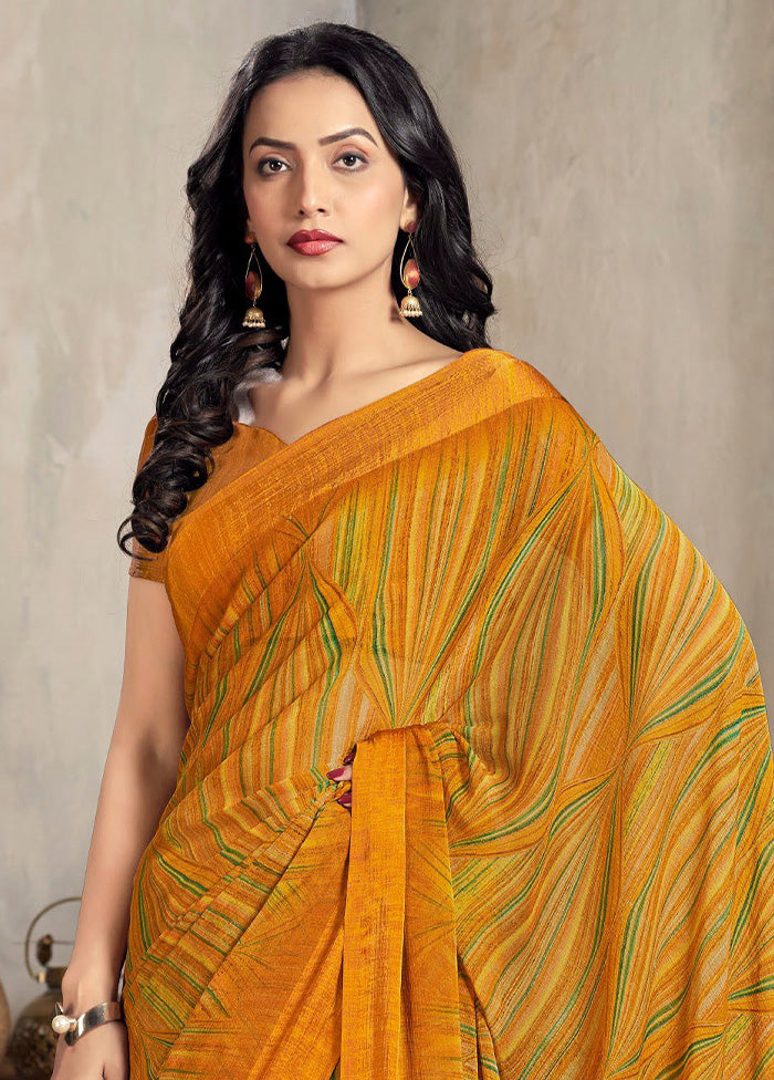 Multicolor Chiffon Silk Saree With Blouse Piece