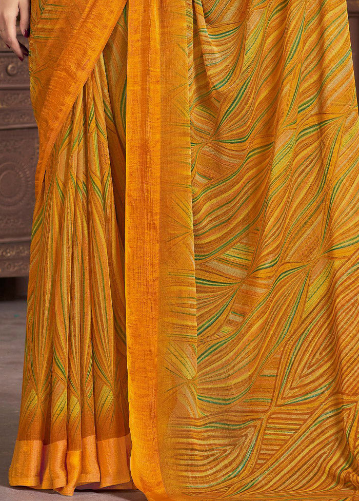 Multicolor Chiffon Silk Saree With Blouse Piece