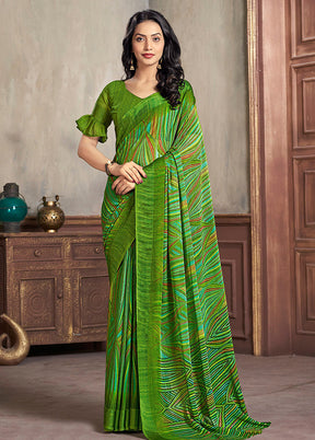 Multicolor Chiffon Silk Saree With Blouse Piece