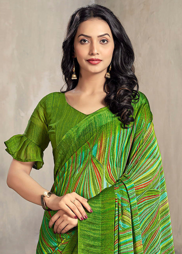 Multicolor Chiffon Silk Saree With Blouse Piece