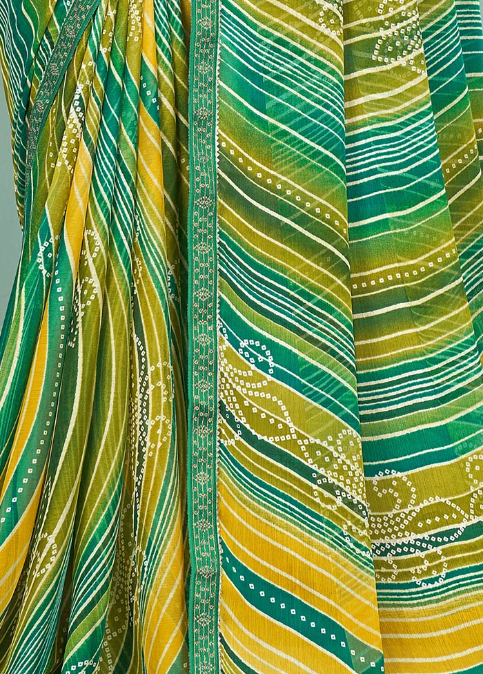 Green Chiffon Silk Saree With Blouse Piece