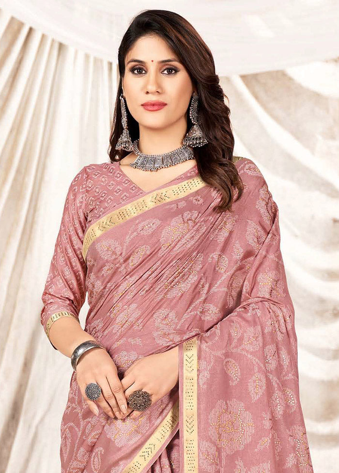 Peach Dupion Silk Saree With Blouse Piece