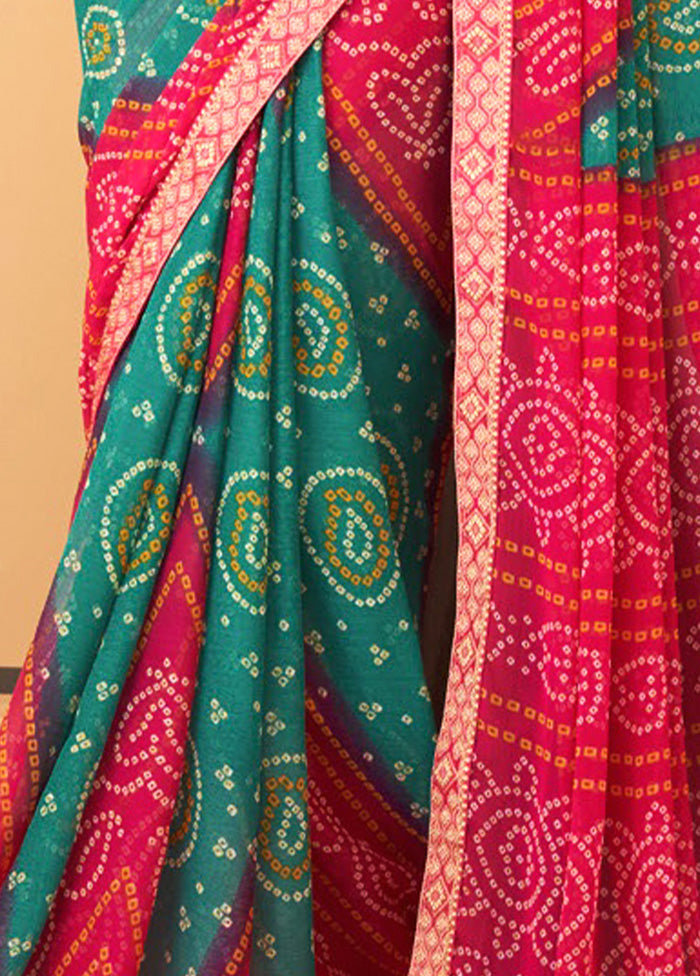 Multicolor Chiffon Silk Saree With Blouse Piece