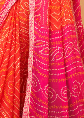 Orange Chiffon Silk Saree With Blouse Piece