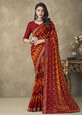 Multicolor Chiffon Silk Saree With Blouse Piece