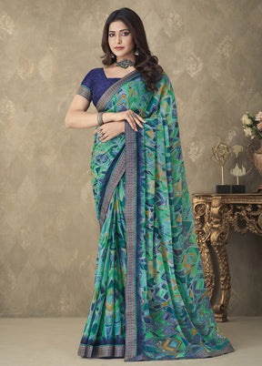 Multicolor Chiffon Silk Saree With Blouse Piece