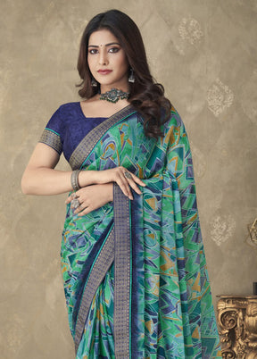 Multicolor Chiffon Silk Saree With Blouse Piece