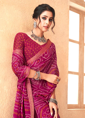 Maroon Chiffon Silk Saree With Blouse Piece