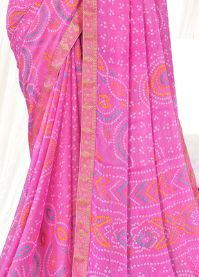 Pink Chiffon Silk Saree With Blouse Piece