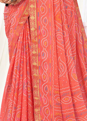 Orange Chiffon Silk Saree With Blouse Piece