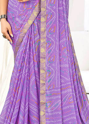 Light Purple Chiffon Silk Saree With Blouse Piece