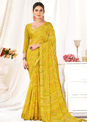 Yellow Chiffon Silk Saree With Blouse Piece