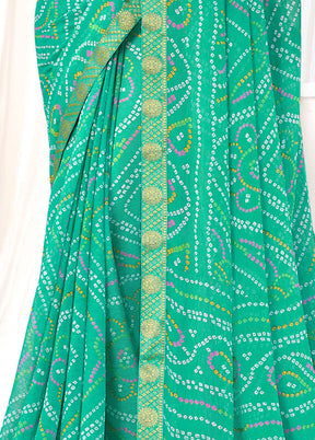 Green Chiffon Silk Saree With Blouse Piece