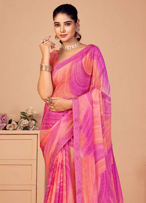 Multicolor Chiffon Silk Saree With Blouse Piece